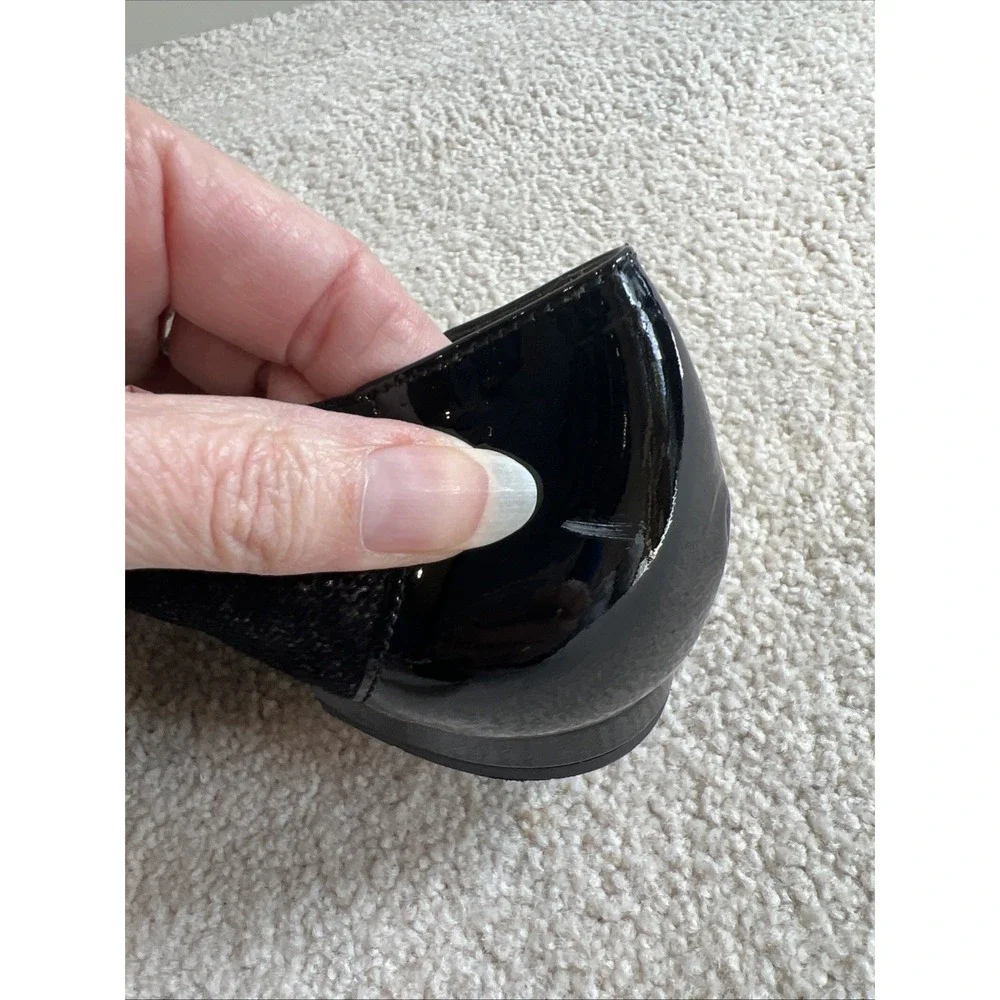 Anyi Lu Cate Ballet Flats Shoes 39.5‎ Black Cap Toe Leather Designer Minimalist